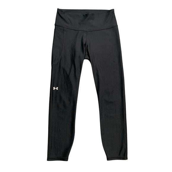 Under Armour Leggings Womens M Medium Black Compression Heatgear High Rise Yoga - Picture 1 of 13